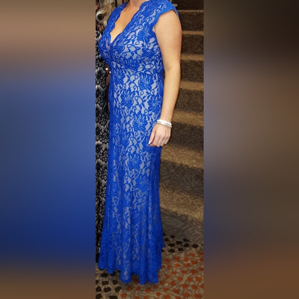 Elegant Blue Lace Dress - Picture 4 of 4